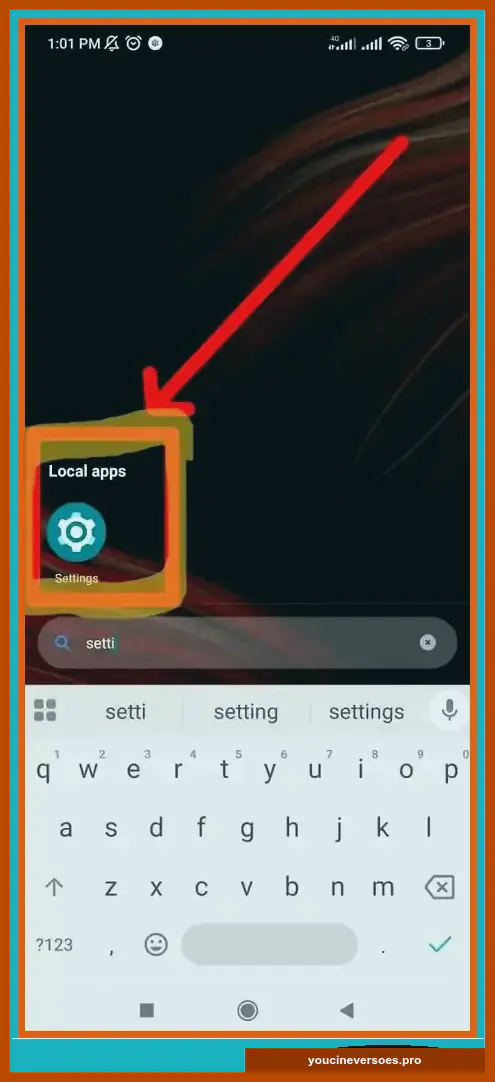 Tela de configurações do Android destacando o ícone de ajustes