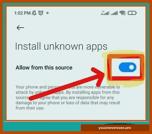 Tela do Android para permitir instalação pelo Chrome